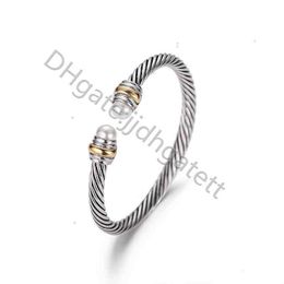 5 mm Diseñador brazalete alambre plateado encanto torcido brazalete gancho de gancho de moda