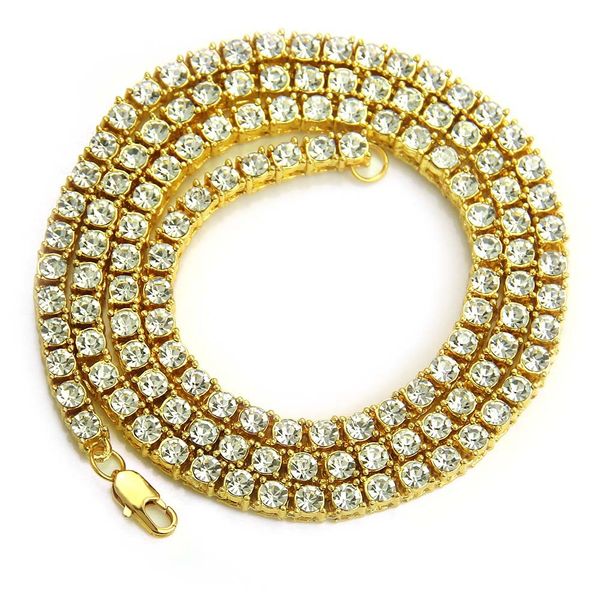 Collar de cadena de tenis de diamantes de 5 mm Joyería chapada en oro brillante Cadenas de hip hop Collar Joyas