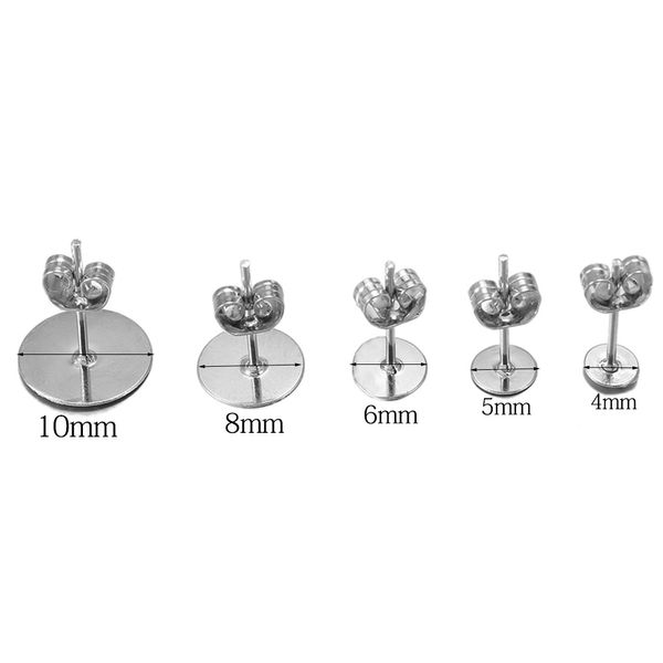 5mm composants de bijoux or argent blanc Post boucle d'oreille goujons broches de Base avec boucle d'oreille bouchon oreille arrière