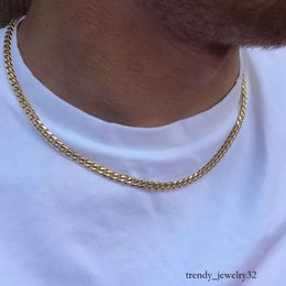 5 mm Miami Cuban Link Chain Men Gold Chains en acier inoxydable Collier Hip Hop Bijoux Hip Hop Gift