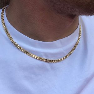 Cadena de eslabones cubanos de Miami de 5mm, cadenas de oro para hombres, gargantilla de acero inoxidable, collar para hombres, regalo de joyería de Hip Hop