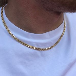 Collier de chaîne de liaison cubaine de 5 mm Miami Men de chaîne Gold Chaines en acier inoxydable Collier Hip Hop Bijoux Hip Hop Gift