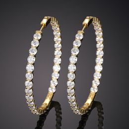 Boucles d'oreilles de cerceau de diamant Moisanite Diamond de luxe à 5 mm Rounds Real 925 Boucles d'oreilles de mariage en argent sterling pour femmes bijoux de fiançailles de mariée