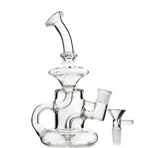 5 mm de espesor Bong de vidrio Klein Tornado Recycler Dab Rig Bongs únicos Tubos de agua de vidrio de 8 pulgadas con un tazón de 14 mm Cuarzo Banger HR024