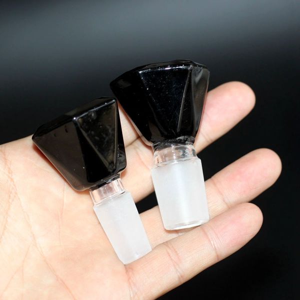 Bols en verre de diamant noir de 5mm d'épaisseur pour Bong narguilés entonnoir à fumer sablier mâle 14mm tuyau d'eau bongs bol de 18mm
