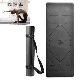 Tapete de yoga de 5 mm de espessura de PU e borracha natural antiderrapante para pilates, equipamento de ginástica amplo portátil T220802