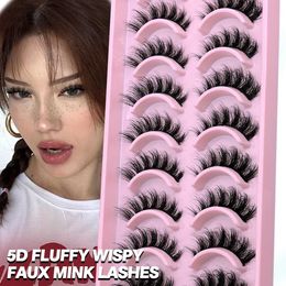5mog Faux cils Groïnneya 5/10 paires de tueurs artificiels 3D FURTS FLUFFY Soft Full -chness Wispy Natural Long Fake Eyelashes Curled Wholesale D240508