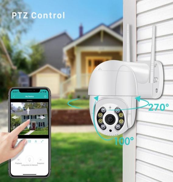 Caméra IP PTZ de suivi automatique 5MP Wifi détection humaine extérieure AI o 1080P caméra de vidéosurveillance de sécurité sans fil P2P RTSP 4X Zoom numérique Cam6542824