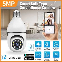 Cámara con bombilla E27 de 5MP WiFi Videovigilancia interior Seguridad para el hogar Monitor IP Visión nocturna infrarroja HD 1080P V380 Cámara web de red HKD230825 HKD230828 HKD230828