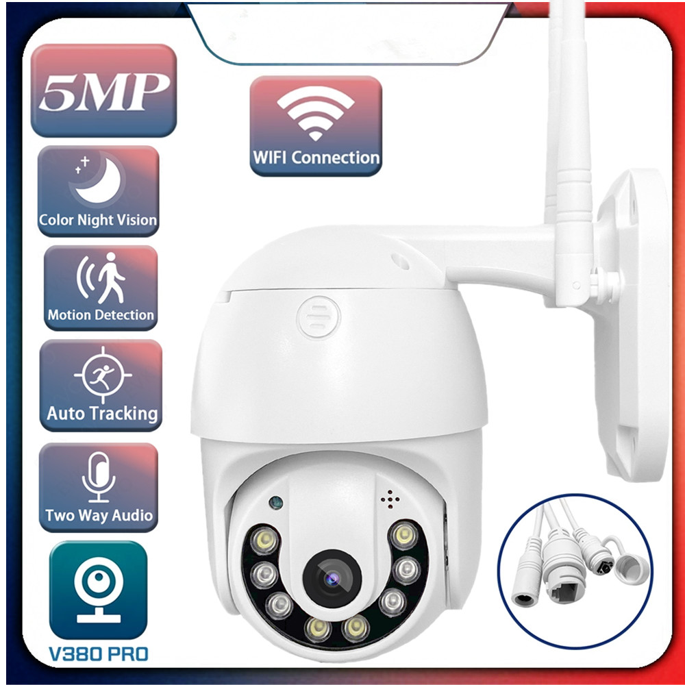 Cameras sans fil HD 5MP Suivi automatique Suivi à deux voies Night Night Smart IP Surveillance 2,5 pouces Mini Pt WiFi
