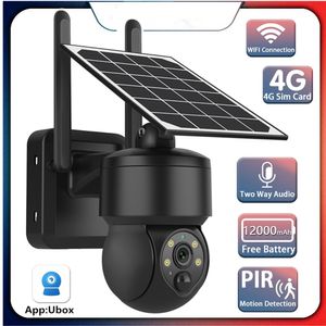 Caméra extérieure 5MP 4G / Wifi Batterie 14400mAh à énergie solaire avec panneaux solaires 5W Vision nocturne couleur CCTV de jardin sans fil