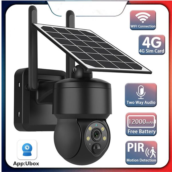 Cámara exterior de 5MP 4G / Wifi Batería de 14400mAh con energía solar con paneles solares de 5W Visión nocturna en color CCTV inalámbrico para jardín