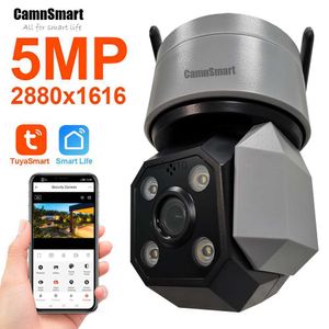 Caméra de sécurité Wifi extérieure 5MP Tuya Protection de la maison intelligente CCTV IP sans fil RJ45 Connexion par câble NVR PTZ Surveillance dôme L230619