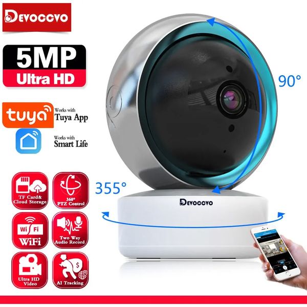 5MP Tuya Wifi Smart Home Monitor de bebé Audio de 2 vías Mini cámara IP de seguridad interior 2K PTZ Acceso remoto Cámara de vigilancia CCTV 240326