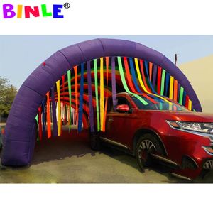 5mWx8mDeepx3.5mH (16.5x26x11.5ft) groothandel Kleurrijke grote opblaasbare regenboogtunneltent met kwastjesgordijnen, toegangspoort voor evenementen voor feestdecoratie1