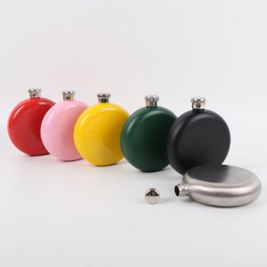 5 oz rond hanche flacon en acier inoxydable Portable vin Pot couleur bonbon dame bouteille d'eau