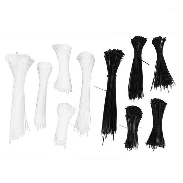 Lot de 5 attaches zippées pour câbles longs cordons en nylon super résistants noir/blanc sacs de rangement