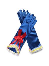 5 paire bébé longs gants dessin animé quatre saisons doigt bleu dentelle arc fille enfants princesse fête de Noël cadeau d'anniversaire 240226