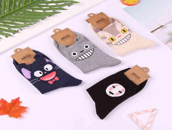 5Pair Fashion Cartoon Cat Funny Cotton Comfort S Mujeres No Face Man Patrón Totoro Sweat Absorción Classic Lindo Sock7844896