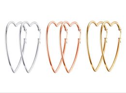 5pair van in bulk zilver / goud / rose goud roestvrij staal eenvoudig ontwerp grote zoete minnaar hart hoepel oorbellen vrouwen paar sieraden