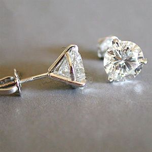 5pair driedelige martini 1ct ronde diamant stek oorbellen zilveren bruid bruiloft verloving sieraden geschenken accessoires242y