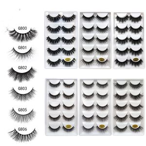 5pairs 3D Mink Eyelashes Handgemaakte Valse Wimper Extensions Natuurlijke Lange Dikke Crisscross Individuele Schoonheid Make-up Eye Washes