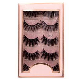 5pairs Faux 3D Mink Eyelashes Natural False Wimper Dramatische Volume Fake Washes Makeup Cruly Free Lash Extension