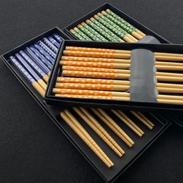5 pièces japonais baguettes environnementales de nourriture respectueuse de l'environnement des bâtonnets de bambou naturel mangeant des baguettes réutilisables