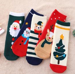 5 par/lote de calcetines de Navidad para niños de dibujos animados, calcetines cálidos de invierno de algodón para bebés de 1 a 12 años, ropa para niños y niñas de Feliz Navidad