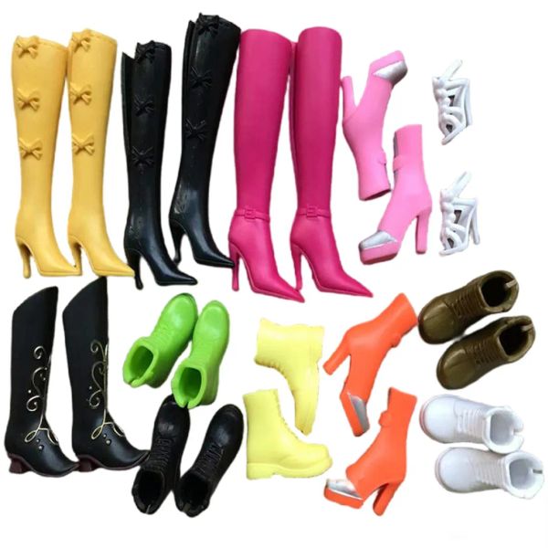 5Pays/Lot Zapatos de muñecas originales Tacones de muñeca plana Zapatos de muñeca 1/6 Doll Sandalias casuales Botas DIY DIY Accesorios coloridos