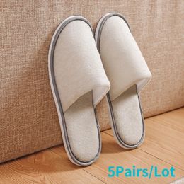 5PAIRS/Lot Velvet El Slippers Men Women Travel Disposable Cotton Towel Doek Waste Hostality Soft Spa Shoes Guest Dia 240522