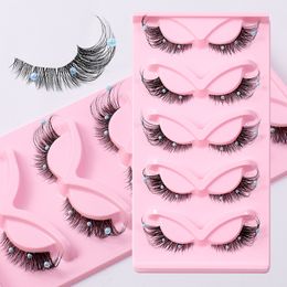 5pairs/Set valse wimpers met parel glitter glinsterende podiumogen make -up natuurlijke dikke krullende parel wimper extension party cosplay