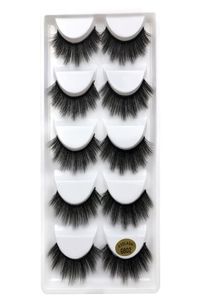 5 paiesset 3d vison faux cils en plastique épais coton noir coton complet de coton faux cils pour la fête pour maquillage cosmétique avec boîte 3065172