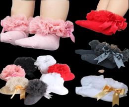 5Paiys10pcs 26y Kids Tutu Calcetines cortos Baby Girl Sock Princess Silk Ribbon Bowknot Cape de calcetines Algodón de algodón de algodón Pograp7381363