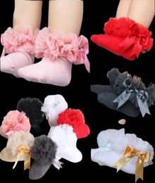 5paiys10pcs 26y Kids Tutu Socks Short Baby Girls Sock Princess Silk Ribbon Bowknot Lace Sock Ruffle Cotton enkel Sokken POGRAP7381409