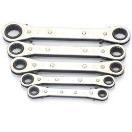 Freeshipping 5Pc 6-21Mm Metrische Offset Momentsleutel Set Universele Ratelsleutel Spanner Dubbele Steeksleutel Offset ringsleutel Vgrna