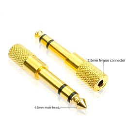 5 st 6,5 mm tot 3,5 mm adapteraansluiting stereo audioadapter voor microfoon hoofdtelefoon aux kabel gouden audio -adaptor voor hoofdtelefoon microfoon jackfor hoofdtelefoon microfoonaansluiting