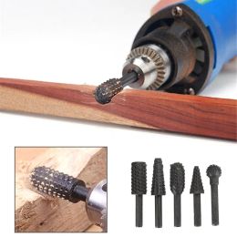 5pc Black Woodworking Wolf Tooth Stick Rotary File des accessoires de broyage de bricolage Définir l'outil de tête de broyage électrique