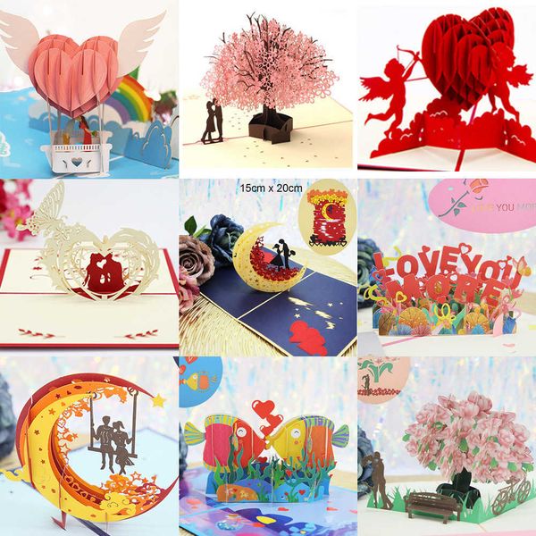 5PC cartes de voeux en gros carte 3D chaude cadeau créatif pour femme et petite amie invitation de mariage de la Saint-Valentin carte postale de remerciement personnalisée Y2303