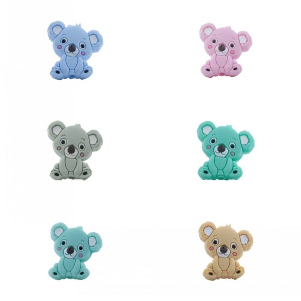 Bebé Mordedores Juguetes para la dentición Dibujos animados Mini Animal Panda Koala Silicona Mordedor Cuentas Niños Dentición Juguete para niños pequeños DIY Mordedor Bebés 1884 Z2