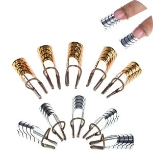 5 unidades de puntas de guía de extensión de forma curvada para decoración de uñas, Gel de esmalte acrílico de lámina francesa, forma de diseño UV, molde de Metal reutilizable, herramienta de manicura