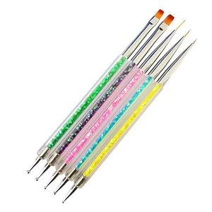 Stylo à points pour Nail Art, 5 pièces, fournitures de revêtement de dessin en acrylique, brosse à strass, cueilleur de pierres précieuses, peinture sur Gel UV, Accessoires de manucure, outils