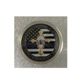 5 unid/set Línea Azul Delgada Moneda de Recuerdo de la Policía Oración del Oficial de Policía Moneda Pacificadora Bandera de EE. UU. Chapado en Oro Desafío Conmemorativo Coin.cx
