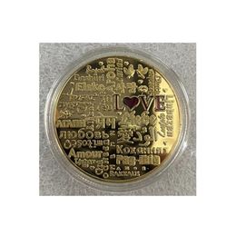 5 unid/set palabra de amor pintado oro/plata novedad conmemorativa Coin.cx