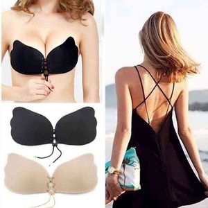 5pc siliconen zelfklevende push-up bra backless strapless trekkoord onzichtbare bh-tepel sticker covers voor vrouwen bruiloftsfeest y220725