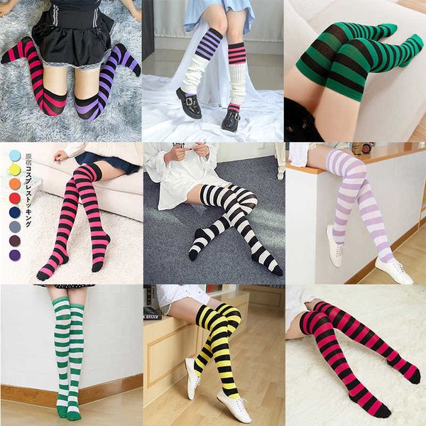 5PC chaussettes bonneterie nouveau japonais Cos antidérapant sur le genou bas dent bas printemps et été à fines rayures mi-hauteur bas Z0221