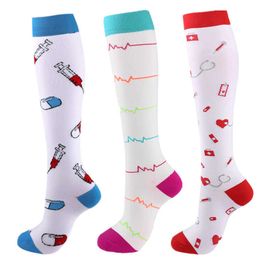 5 -st sokken kousen nieuwste compressie sokken knie hoge pasvorm voor medisch oedeem diabetes spataderen sokken vrouwen mannen running marathon cycling socks z0221