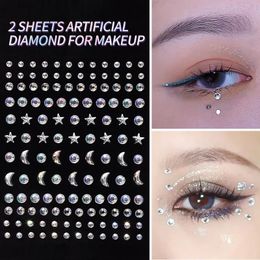 5PC tijdelijke tatoeages 2 vellen kunstmatige diamant glitter tattoo sticker voor make-up vrouwen oogschaduw gezicht strass sieraden ogen kristal 231018