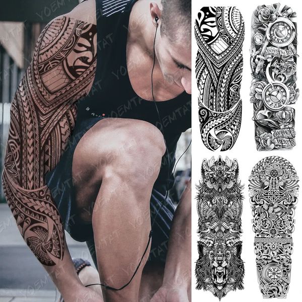 5 PC Tatouages temporaires Grand Bras Manches Tatouage Lucifer Ange Aigle Étanche Tatto Autocollant Enfer Satan Body Art Complet Faux Tatoo Femmes Hommes 231018