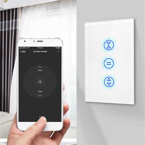 Tuya Smart Life EU / US WiFi Volet Roulant Rideau Interrupteur Mural Interrupteur Tactile Pour Stores Électriques Motorisés Google Home Aelxa W220314